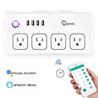 Smart Power Strip, Wifi Surge Protector, Voice Control with Alexa & Google Home, 4 AC Outlets 4 USB Port with 5-Foot Cord, App Control Appliances, Individual Control, Timing Schedule, No Hub Required