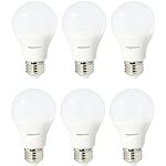 AmazonBasics 60 Watt Equivalent, Soft White, Non-Dimmable, A19 LED Light Bulb, 6-Pack