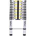 Ohuhu 12.5ft Aluminum Telescopic Extension Ladder, Certified Extendable Telescoping Ladder with Spring Loaded Locking Mechanism Non-slip Ribbing Pound Capacity EN131 330