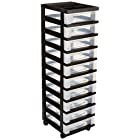 Medium 10-Drawer Cart with Organizer Top, Black