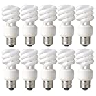 TCP 60W Equivalent CFL Mini Spring A Lamp, Daylight (5000K) Spiral Light Bulb (10 Pack)