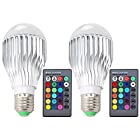 DLPIN 2 Pack 10W RGBW Color Changing Light Bulbs LED Dimmable Lamp with Remote Control E26