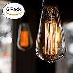 6-Pack Edison Light Bulb, Antique Vintage Style Light, Amber Warm, Dimmable (60w/110v)