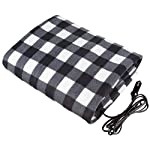 Electric Car Blanket- Heated 12 Volt Fleece Travel Throw for Car and RV-Great for Cold Weather, Tailgating, and Emergency Kits by Stalwart-BLACK/WHITE