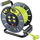 Masterplug 80ft Heavy Duty Extension Cord Open Reel with 4 / 10 amp Integrated Outlets 120V