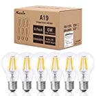 Dimmable Vintage Edison LED Light Bulb, KEDSUM 6W A19 Edison Bulbs, Warm White, 500LM, 60W Equivalent, E26 Base for Ceiling Fan and Pendant Lighting, Pack of 6 (compatible with partial dimmers) 2700K